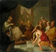unknow artist Diogenes brings a plucked chicken to Plato France oil painting artist